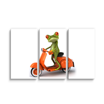 Obraz - 3-dílný Žába na motorce: 120x80 cm