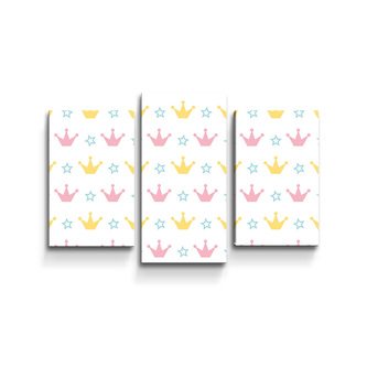 Obraz - 3-dílný Růžové korunky na bílé: 75x50 cm