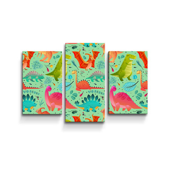 Obraz - 3-dílný Dinosauři v trávě: 75x50 cm