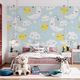 Tapeta Měsíce, slunce a mráčky: 336x220 cm