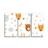 Obraz - 3-dílný Medvěd a liška: 120x80 cm