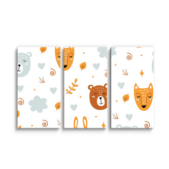 Obraz - 3-dílný Medvěd a liška: 120x80 cm