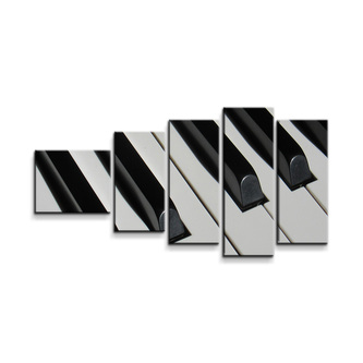 Obraz - 5-dílný Klávesy piana: 100x60 cm