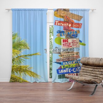 Závěs Ukazatele měst: 2ks 140x250cm