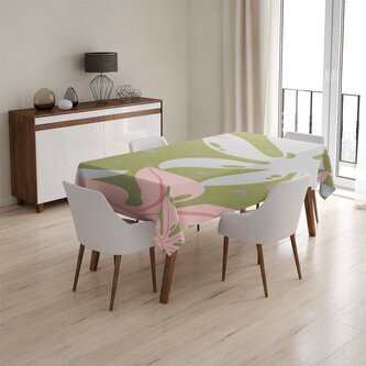 Ubrus Bílé a růžové listy: 90x90 cm