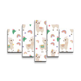 Obraz - 5-dílný Roztomilé lamy: 125x90 cm