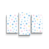Obraz - 3-dílný Barevné puntíky na bílé: 75x50 cm