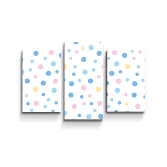 Obraz - 3-dílný Barevné puntíky na bílé: 75x50 cm