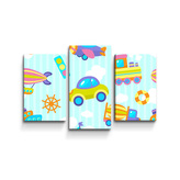 Obraz - 3-dílný Autíčka: 75x50 cm
