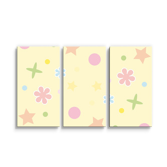 Obraz - 3-dílný Květiny na žluté: 120x80 cm