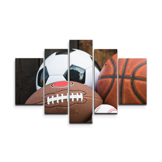 Obraz - 5-dílný Sportovní míče: 125x90 cm