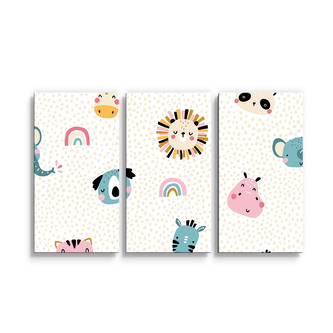 Obraz - 3-dílný Hroch, zebra a slunce: 120x80 cm