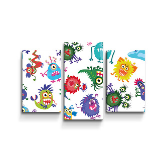 Obraz - 3-dílný Barevné příšerky: 75x50 cm