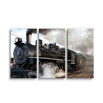 Obraz - 3-dílný Parní lokomotiva: 120x80 cm