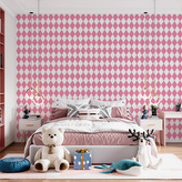 Tapeta Růžovobílé kosočtverce: 208x125 cm