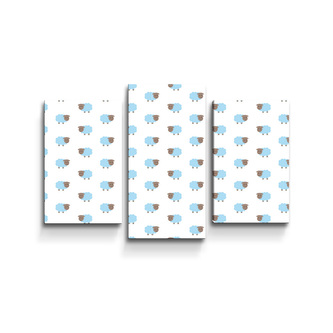 Obraz - 3-dílný Modré ovce: 75x50 cm