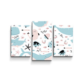 Obraz - 3-dílný Animovaný mořský svět: 75x50 cm