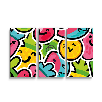 Obraz - 3-dílný Veselé ovoce: 120x80 cm