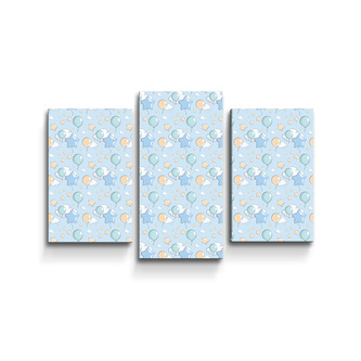 Obraz - 3-dílný Balónky a hvězdy: 75x50 cm