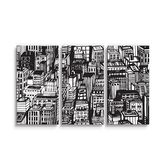 Obraz - 3-dílný Kreslené mrakodrapy: 120x80 cm