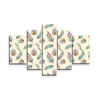 Obraz - 5-dílný Paví peříčka: 125x90 cm