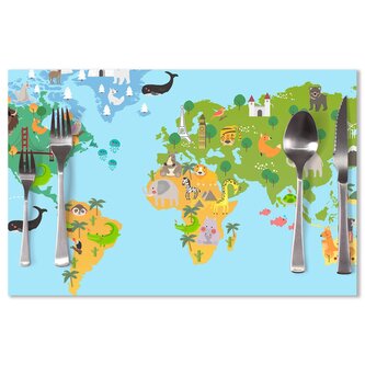 Prostírání Zvířecí mapa světa: 40x30cm