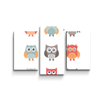 Obraz - 3-dílný Sovy 2: 75x50 cm
