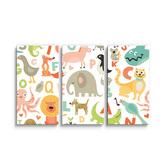 Obraz - 3-dílný Zoo abeceda: 120x80 cm