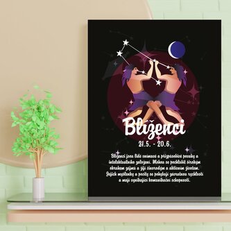 Dárková cedulka Blíženci: 30x40 cm