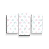 Obraz - 3-dílný růžové a modré hvězdy: 75x50 cm