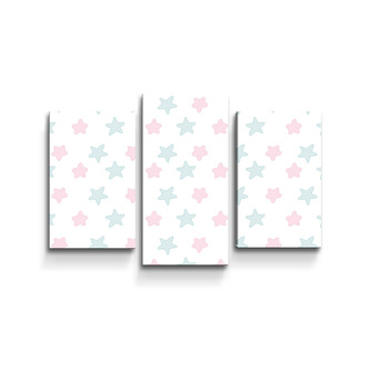 Obraz - 3-dílný růžové a modré hvězdy: 75x50 cm