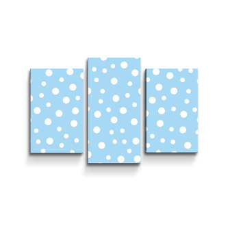 Obraz - 3-dílný Bílé puntíky na modré: 75x50 cm