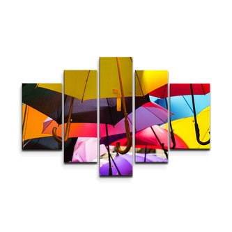 Obraz - 5-dílný Deštníky: 125x90 cm