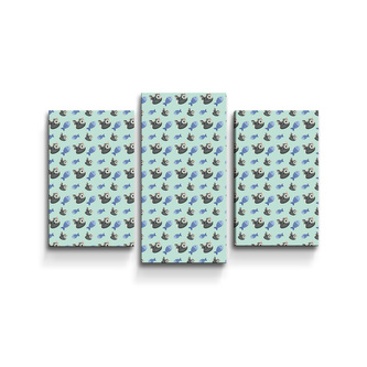 Obraz - 3-dílný kočky a rybičky : 75x50 cm