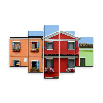 Obraz - 5-dílný Domky: 125x90 cm