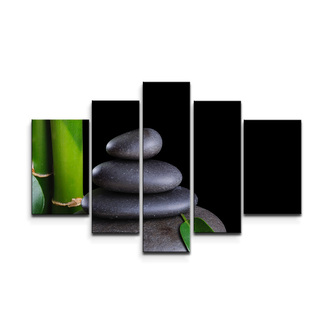 Obraz - 5-dílný Bambus a kameny: 125x90 cm