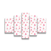 Obraz - 5-dílný Růžoví dinosauři: 125x90 cm