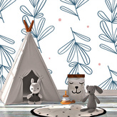 Tapeta Modré lístky: 336x220 cm