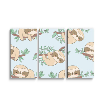 Obraz - 3-dílný Lenochodi na větvi: 120x80 cm