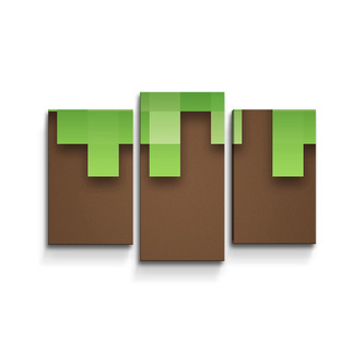 Obraz - 3-dílný Green Blocks 2: 75x50 cm