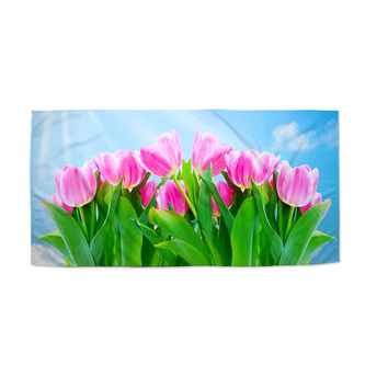 Ručník Růžové tulipány: 70x140 cm Ručník Růžové tulipány: 70x140 cm