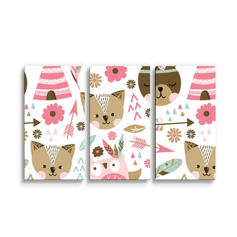 Obraz - 3-dílný Lesní zvířátka: 120x80 cm