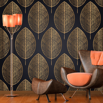 Tapeta Zlaté listy: 336x220 cm