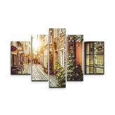 Obraz - 5-dílný Městská ulička: 125x90 cm