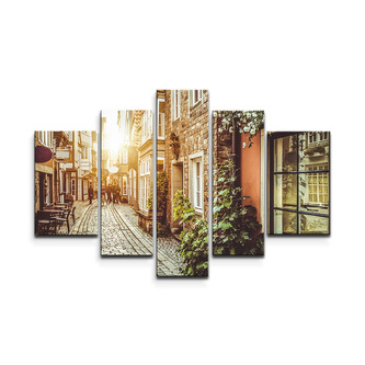 Obraz - 5-dílný Městská ulička: 125x90 cm