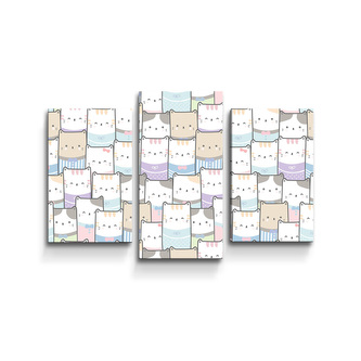 Obraz - 3-dílný Kreslená koťátka: 75x50 cm
