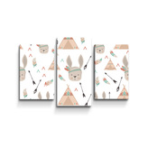 Obraz - 3-dílný Zajíci u stanu: 75x50 cm