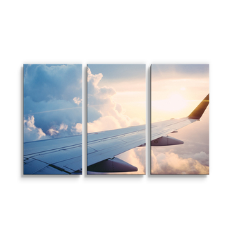 Obraz - 3-dílný Křídlo letadla: 120x80 cm