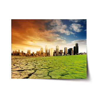 Plakát Vyprahlá zem před mrakodrapy: 120x80 cm