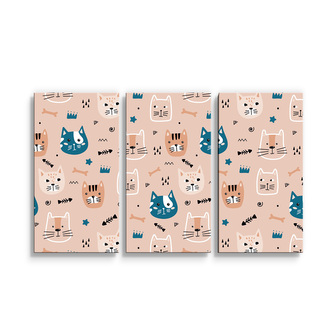 Obraz - 3-dílný Barevné kočičky: 120x80 cm